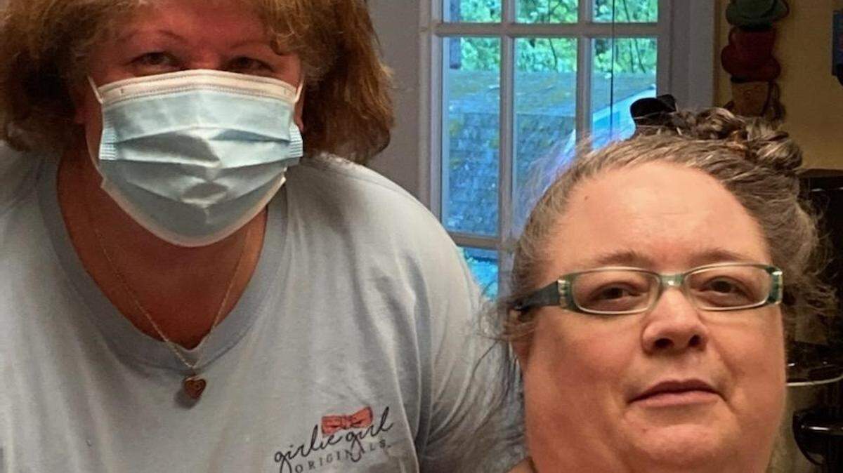 Home health nurse Michelle Crance of Shelby, left, with her patient, Penny of Maiden.