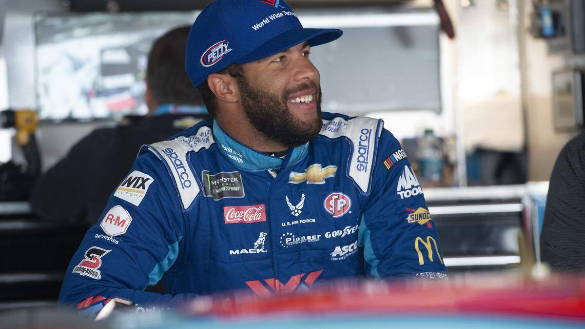 Bubba Wallace No. 43 before the start of the Monster Energy NASCAR Cup Series practice, Saturday, May 4, 2019, at Dover International Speedway in Dover, Del. (AP Photo/Jason Minto)