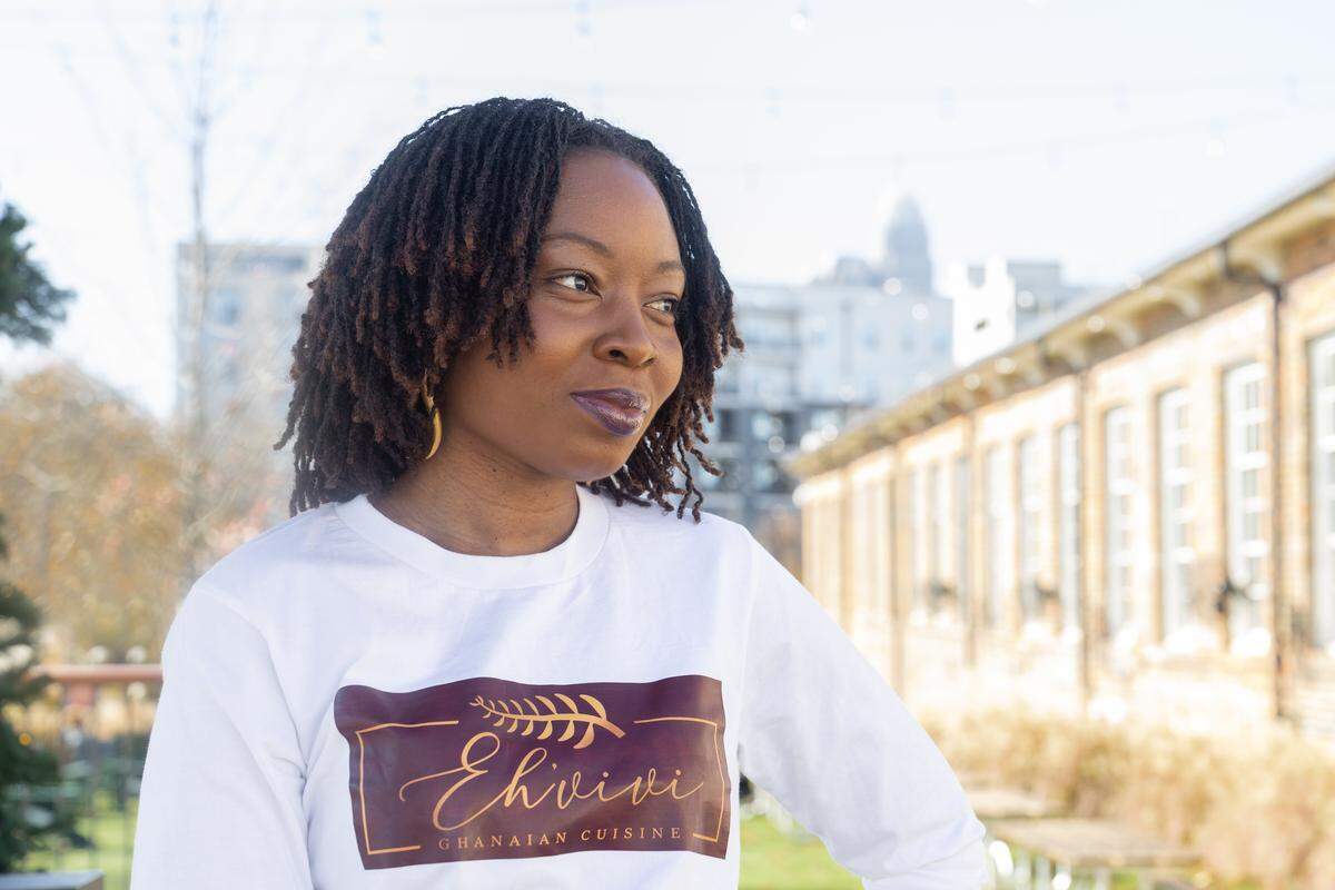 Chef Awo Amenumey, owner of Ehvivi Ghanian Cuisine.