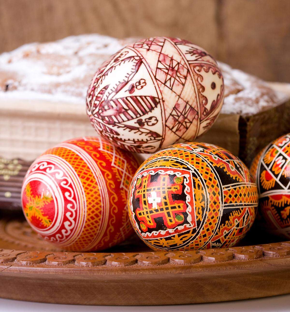 Pysanka, Ukrainian Easter eggs, are colorful and highly decorated.