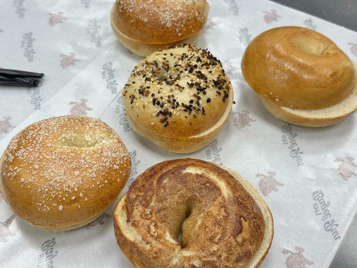 A variety of freshly baked bagels at Jeff’s Bagel Run.