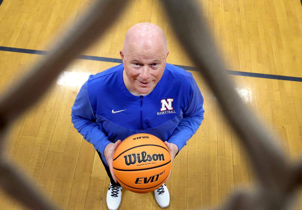 North Meck Vikings head basketball coach Duane Lewis on Wednesday, November 5, 2025. The North Meck boys basketball team is ranked No.1 in the 2025 preseason sweet 16.
