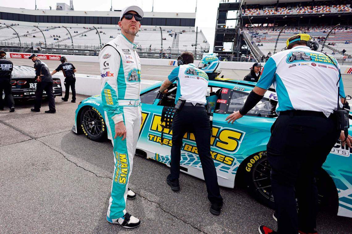 Mar 30, 2024; Richmond, Virginia, USA; NASCAR Cup Series driver Denny Hamlin (11) during qualifying for the Toyota Owners 400 at Richmond Raceway.
