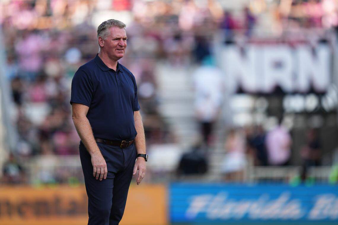 Charlotte FC coach Dean Smith looks on during a March 9, 2025, game at Inter Miami CF. 
