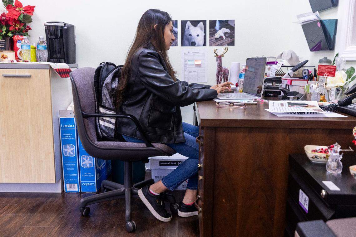 Alisson Herrarte, a 24-year-old employee of Episcopal Farmworker Ministry, moved to North Carolina eight years ago after life-threatening gang violence forced her and her family to flee El Salvador. Herrarte went to high school in the US and is planning on transferring to the University of North Carolina at Pembroke to study science.