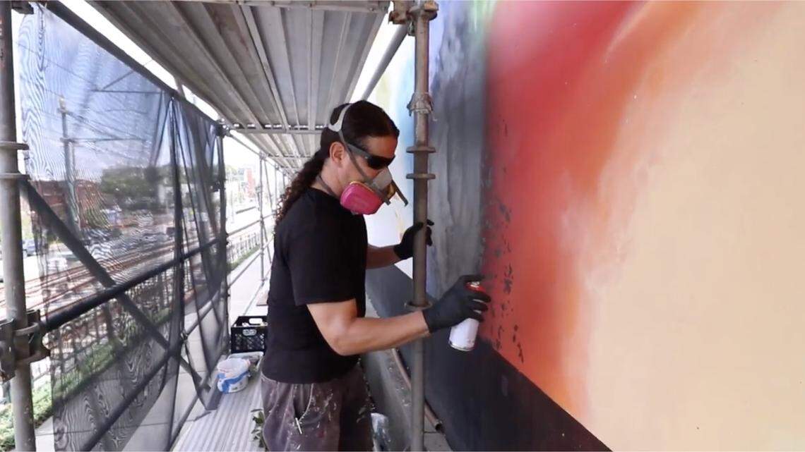 To expand on his studio work, this artist picked up spray paint and stepped outside