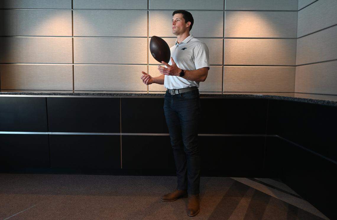 Although it’s not easy to see in this photo, former Carolina Panthers linebacker Luke Kuechly is wearing cowboy boots. Kuechly said that during retirement he wears boots and blue jeans “about six days out of every seven.”