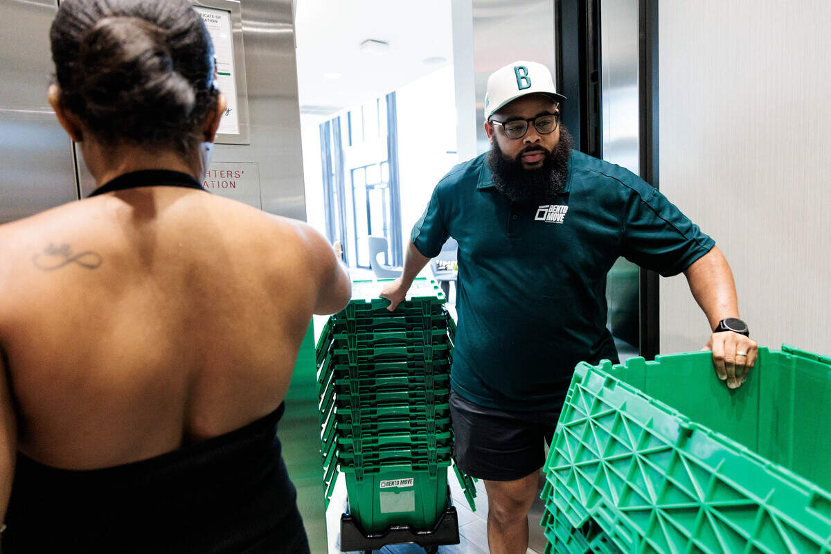 Smith said Bento Move “eliminates some of the cardboard waste” and “adds convenience” to the moving process. Photographed inside the Southerly LoSo apartment complex on Tuesday, June 23, 2026.