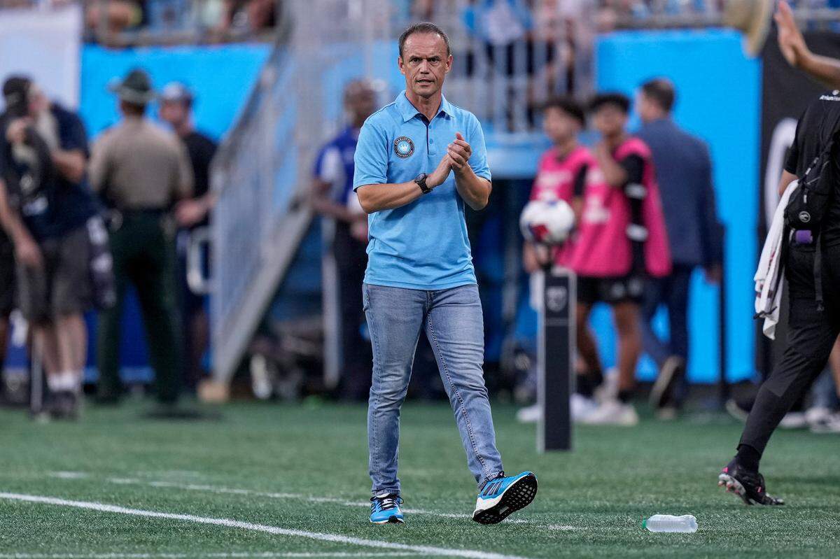 Charlotte FC head coach Christian Lattanzio at Bank of America Stadium.
