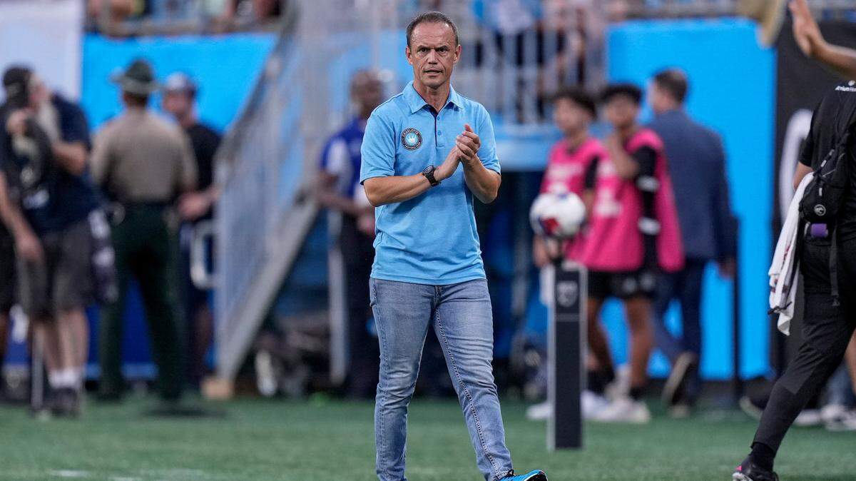 Charlotte FC head coach Christian Lattanzio earlier this season at Bank of America Stadium. / Jim Dedmon-USA TODAY Sports
