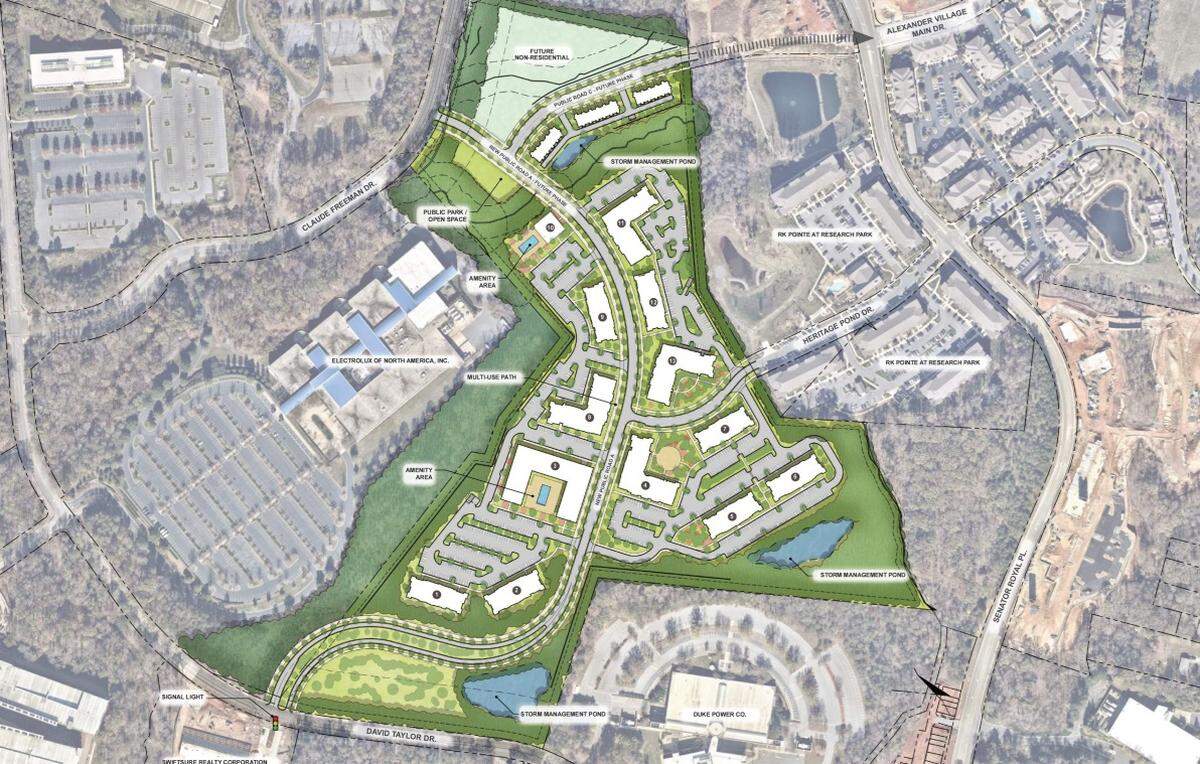 A rendering of how Flournoy Development Group will transform 52 acres in University City into housing. 