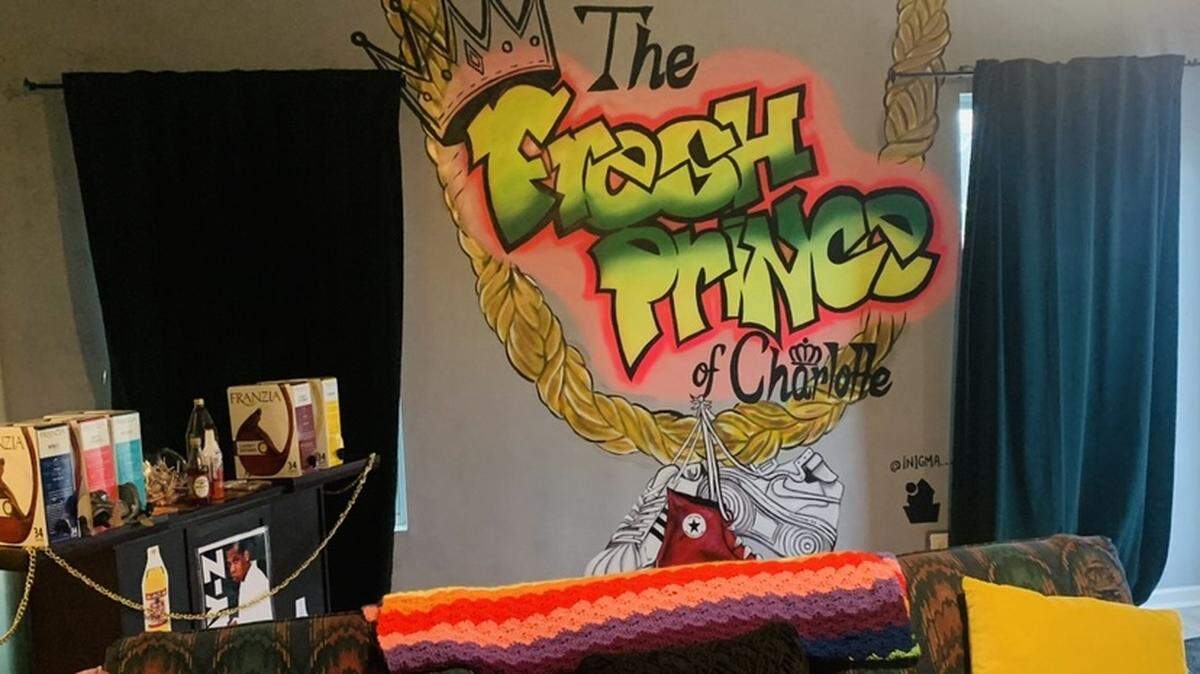 Inigma Productions painted the now famous mural in the Home of the ’90s Charlotte home.