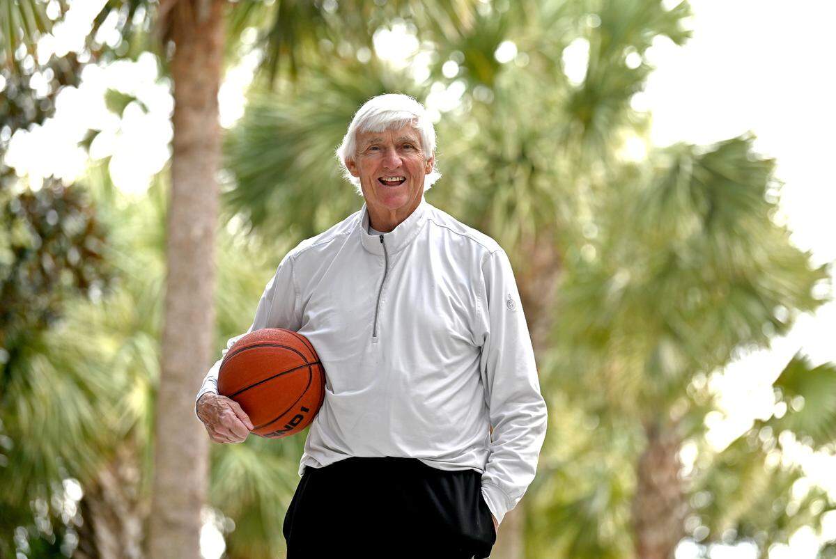 Former college basketball coach Bobby Cremins stands along a beach boardwalk near his home in Hilton Head, S.C., in January. Cremins was a head college basketball coach for 31 years at Appalachian State, Georgia Tech and the College of Charleston before retiring from coaching in 2012.