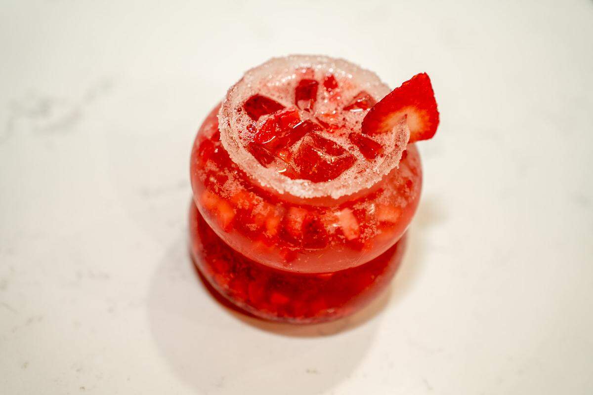 The Pink Dream at Roz Grill has strawberry lavender lemonade with strawberry bits.