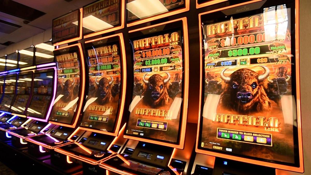Slot machines are set up in the temporary facilities at the Catawba Indian Nation’s Two Kings Casino Resort on July 17, 2021. The Catawba opened an expansion to the facility on Dec. 14, doubling the number of gaming machines.