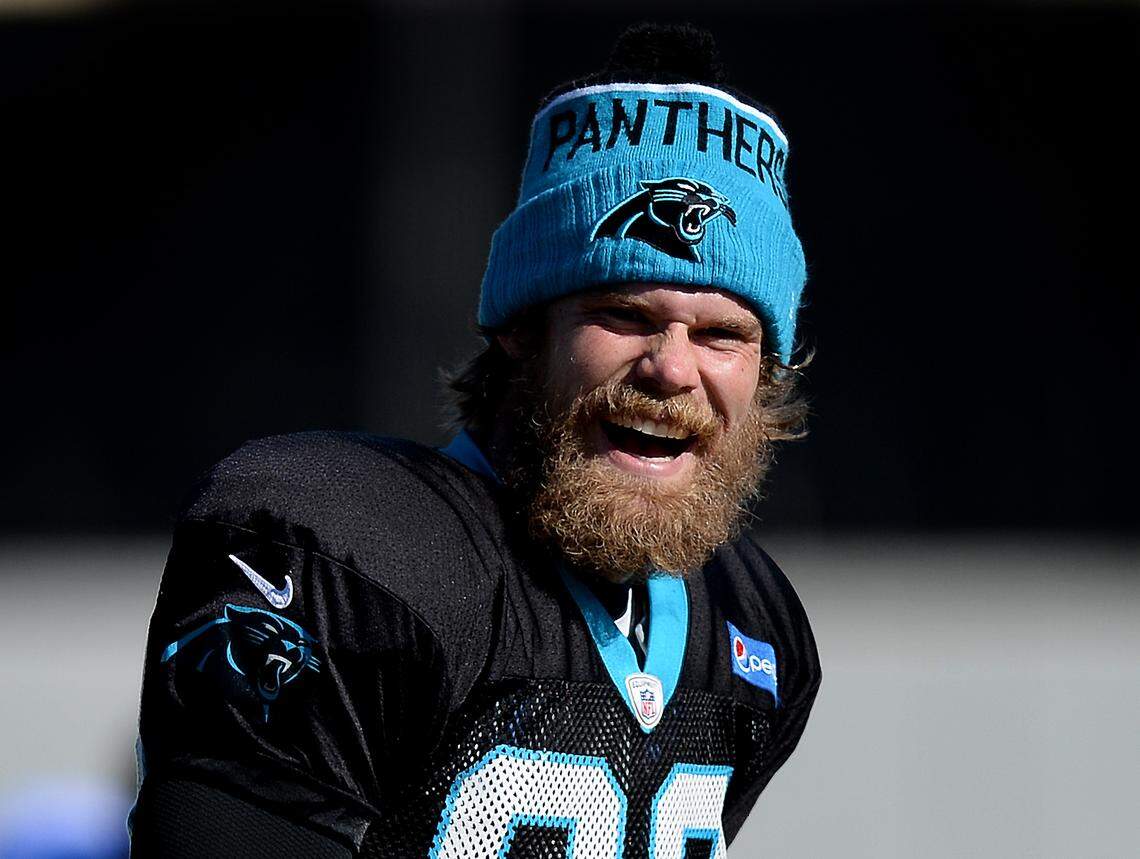 Carolina Panthers tight end Greg Olsen, pictured a week before the Super Bowl against Denver in 2016.