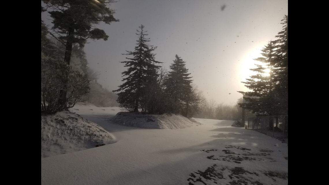 The National Weather Service reporting station atop Grandfather Mountain a temperature of 4.6 degree on Monday, said the park.