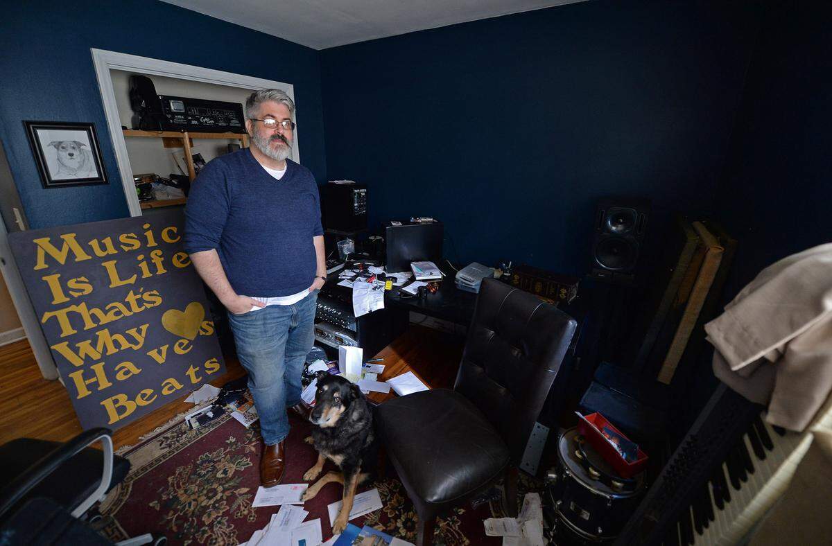 Joe Kuhlmann in his ransacked office.
