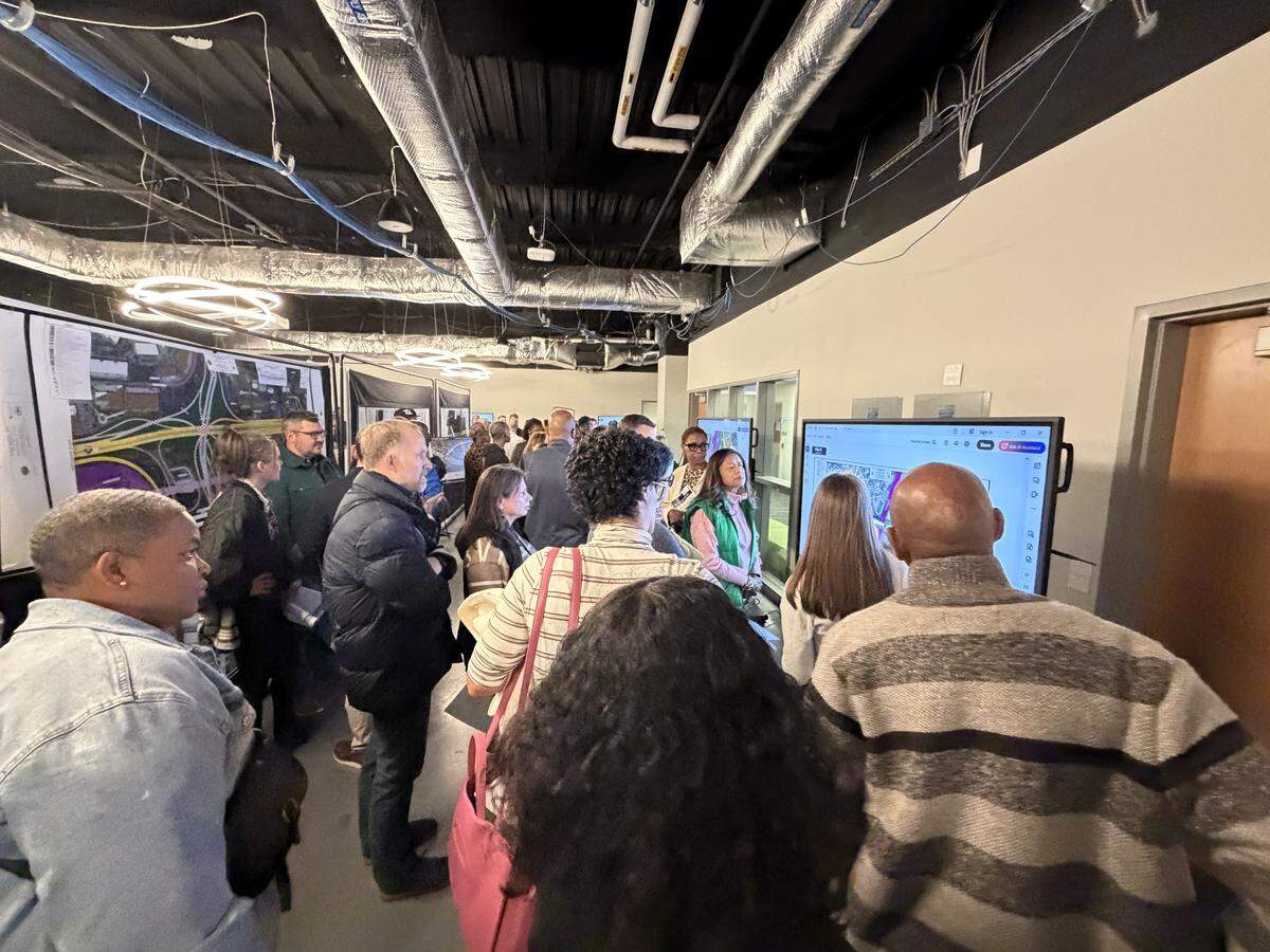 Participants attend a public meeting on the I-77 South Express Lanes project at Johnson C. Smith University.