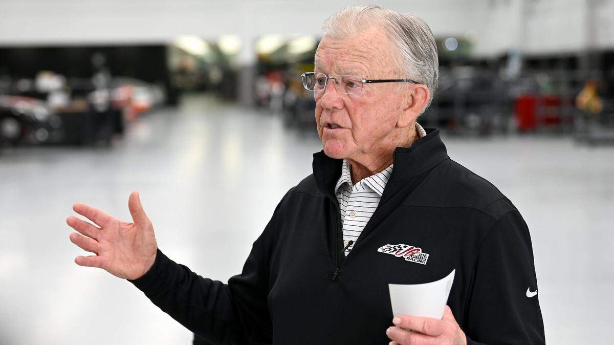 NASCAR team owner Joe Gibbs shares a story at Joe Gibbs Racing on Monday, May 23, 2022.