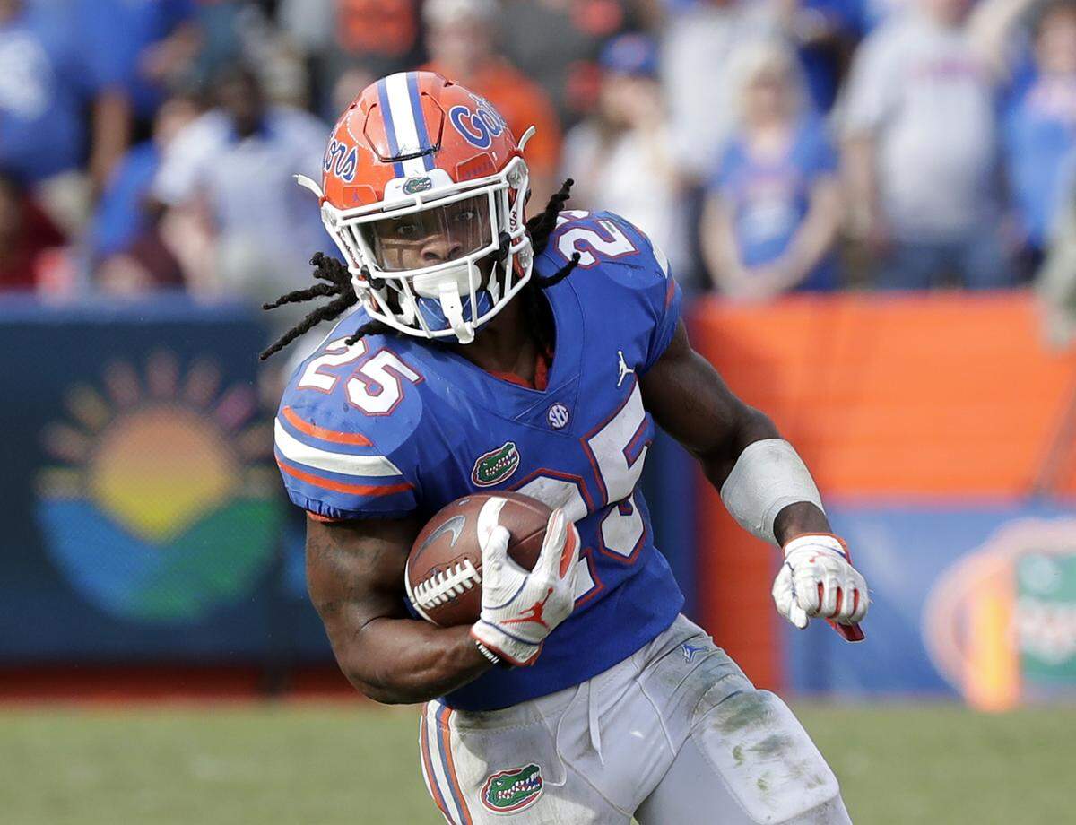 Florida running back Jordan Scarlett doesn’t offer much as a receiving option, but the Panthers will still give their fifth-round pick a chance to help lighten the load on starter Christian McCaffrey.