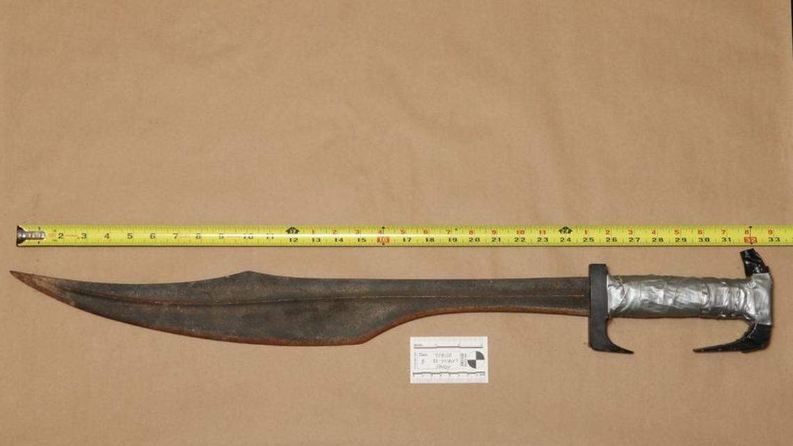 A Virginia sheriff’s deputy responding to a fight call was confronted by a man charging at him at him “a 33-inch Spartan Warrior style sword,” according to the Spotsylvania Sheriff’s Office.