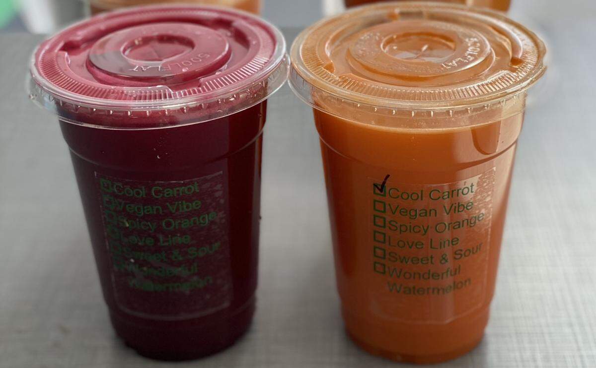 Exposed Vegan’s menu includes fresh juices.