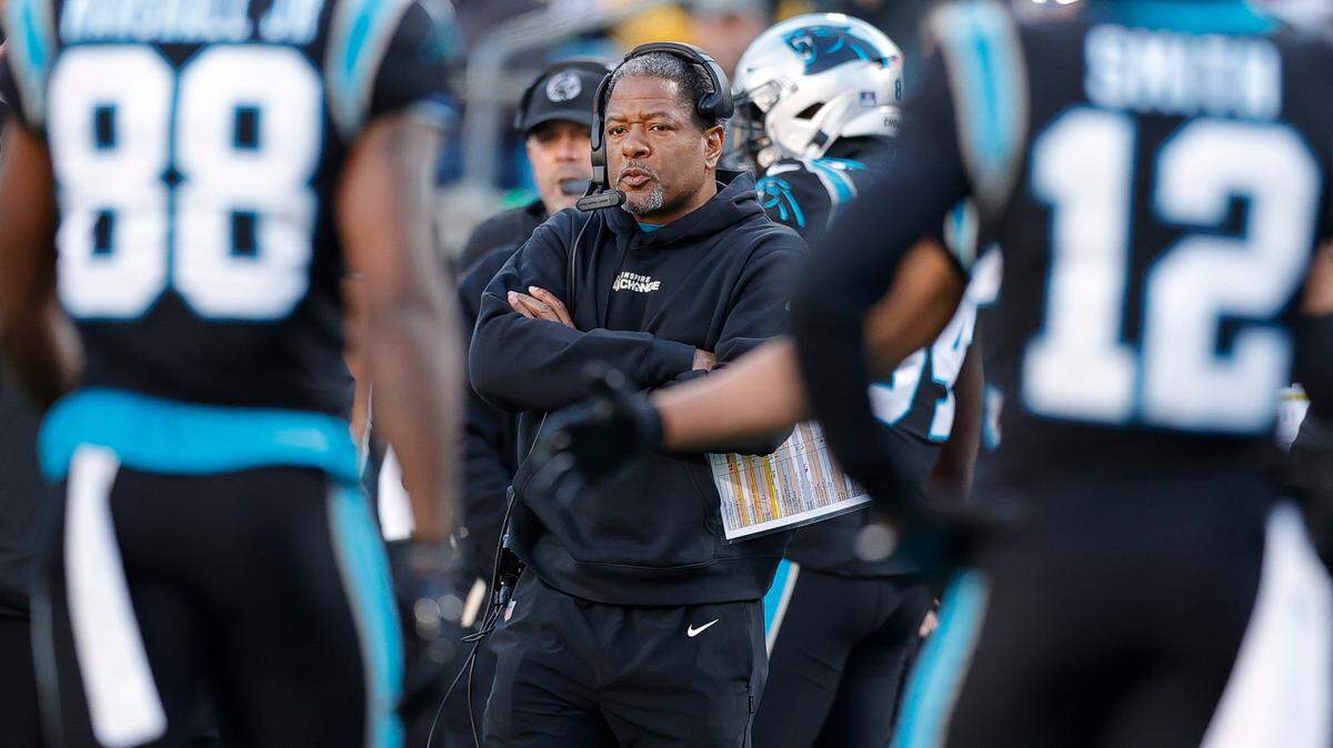 Carolina Panthers head coach Steve Wilks watches from the sidelines during a game against the Pittsburgh Steelers at Bank of America Stadium in Charlotte, N.C., Sunday, Dec. 18, 2022.