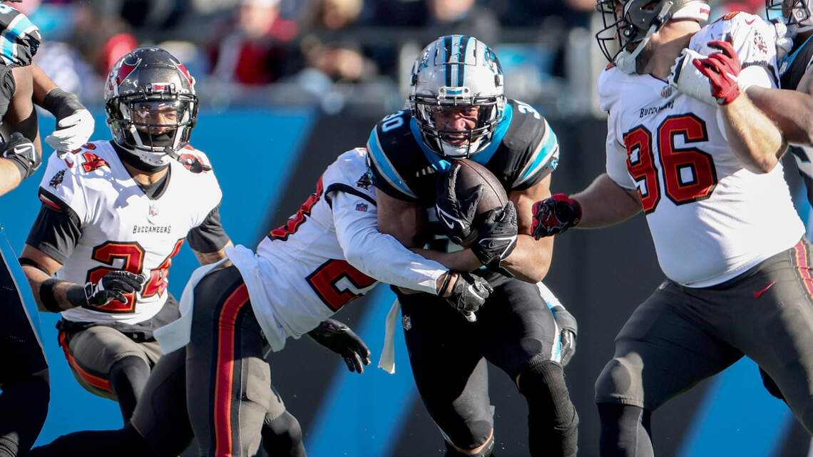 Panthers head coach Canales on RB group, Hubbard, Sanders | Raleigh ...