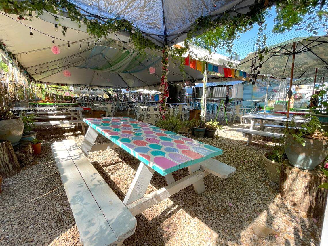 Oh My Soul’s patio offers plenty of shade.