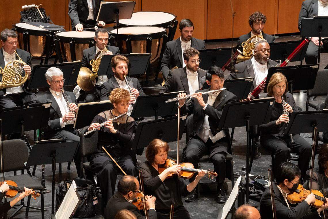 The Charlotte Symphony Orchestra, seen here in an April 2023 performance, will be among the first to perform at the renovated Carolina Theatre in uptown Charlotte.