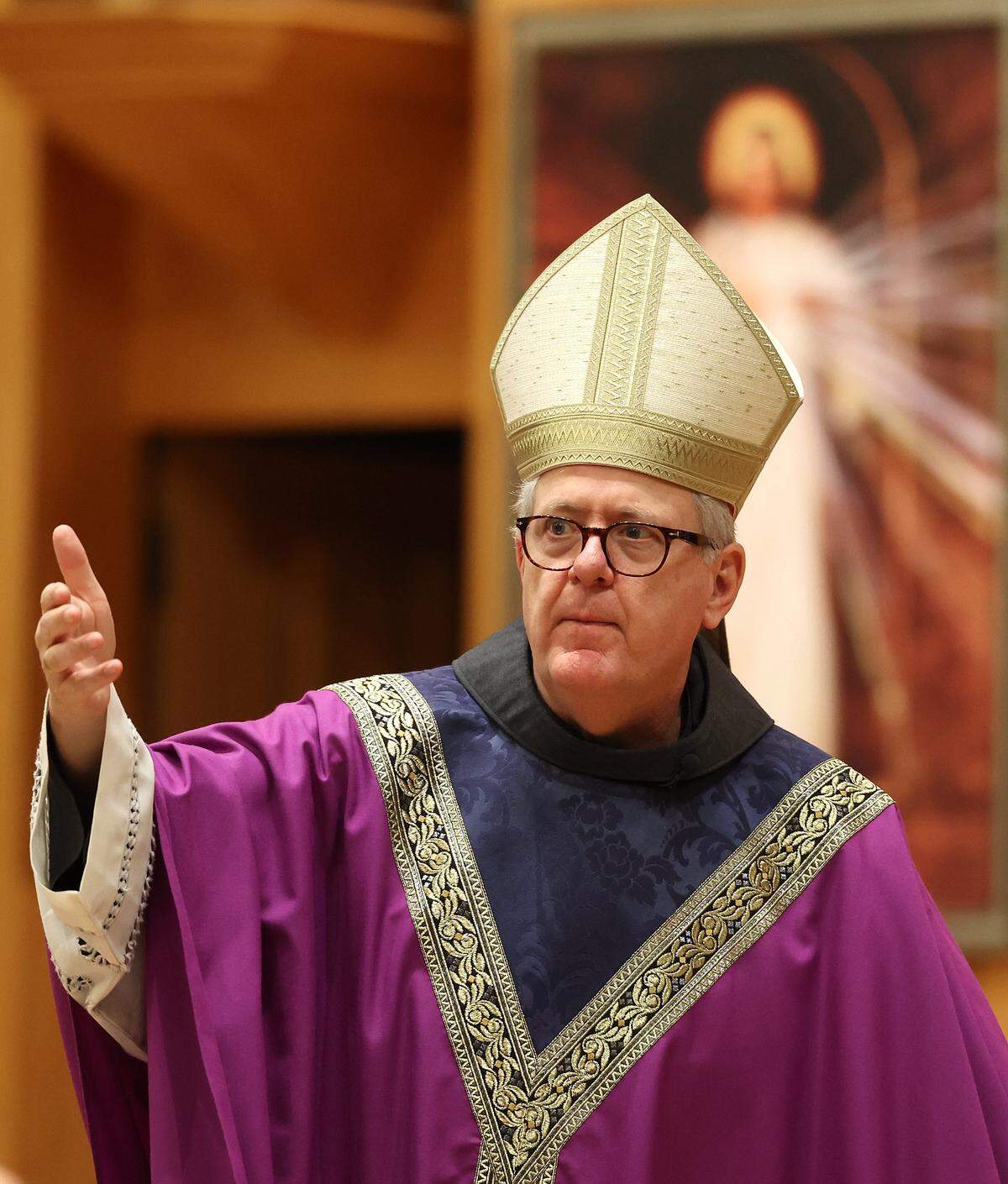 Bishop Michael Martin gives an homily to parishioners during a Mass at St. John Neumann Catholic Church in Charlotte, NC on Wednesday, February 18, 2026. Bishop Martin is laying out his vision for the church and some of his initial actions have faced scrutiny.