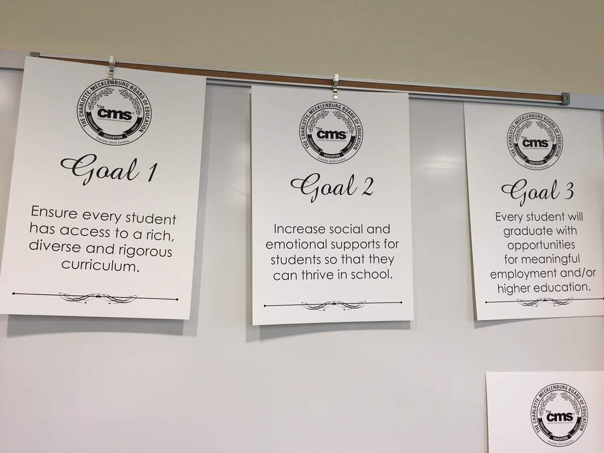 Three goals were the focus of Friday's Charlotte-Mecklenburg school board retreat at Renaissance West STEAM Academy.
