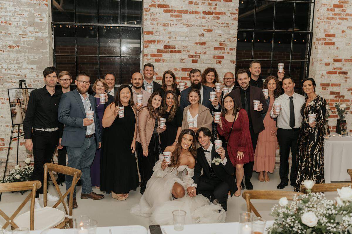Layne and Taylor Roberts ordered 50 milkshakes for 100 guests at their wedding reception.