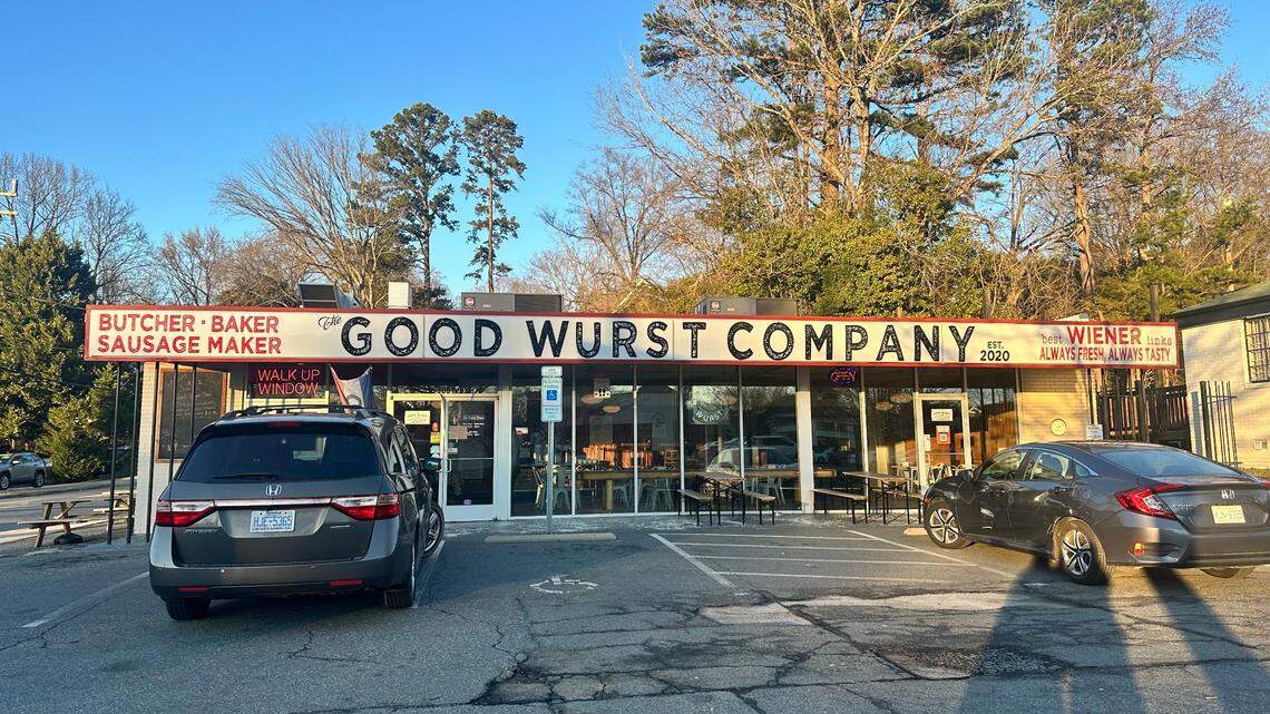 The Good Wurst Company offers parking in the front and a spacious lot in the back.