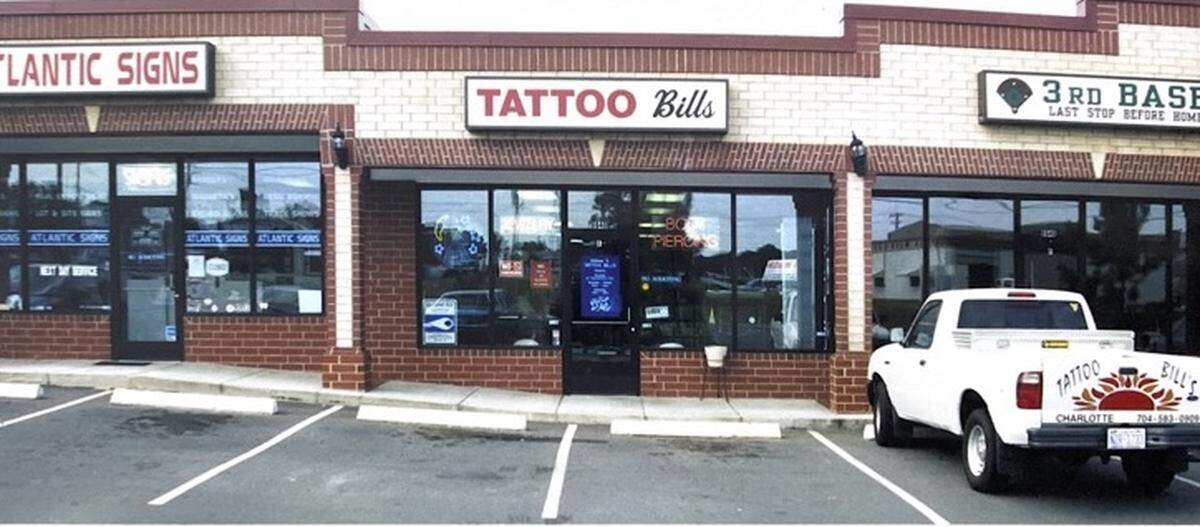 Tattoo Bill’s original tattoo shop opened in October 1999 in a strip mall in Steele Creek.