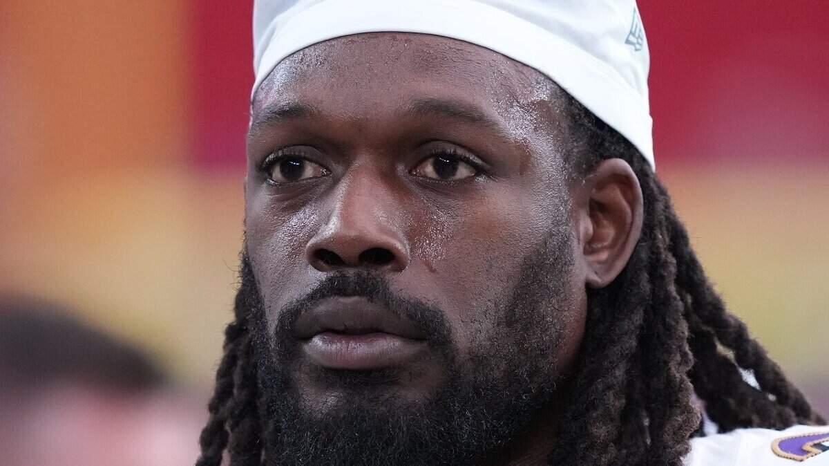 On Oct 29, 2023 in Glendale, Ariz., then-Baltimore Ravens linebacker Jadeveon Clowney (24) at State Farm Stadium. Clowney signed a two-year contract with the Carolina Panthers on March 27, 2024.
