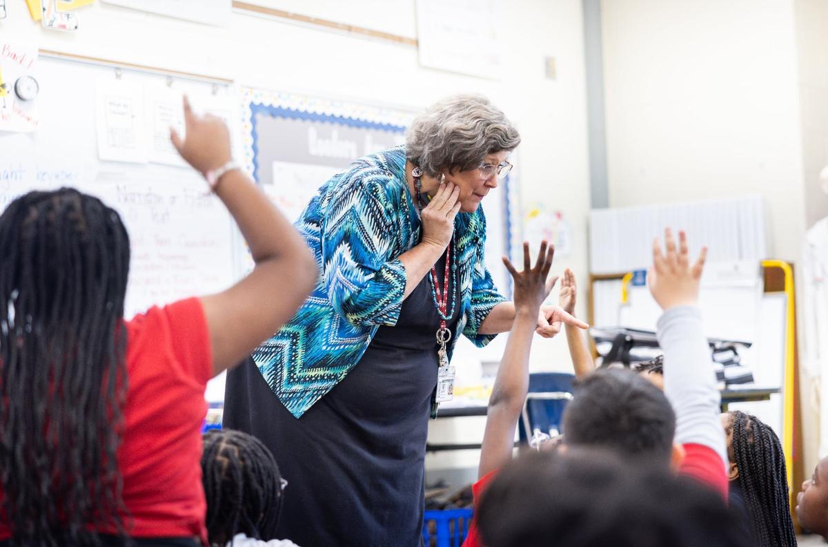 CMS Teacher of the Year, Elizabeth Canute, teaches third grade reading at Tuckaseegee Elementary School in Charlotte, N.C., on Tuesday, May 22, 2024.