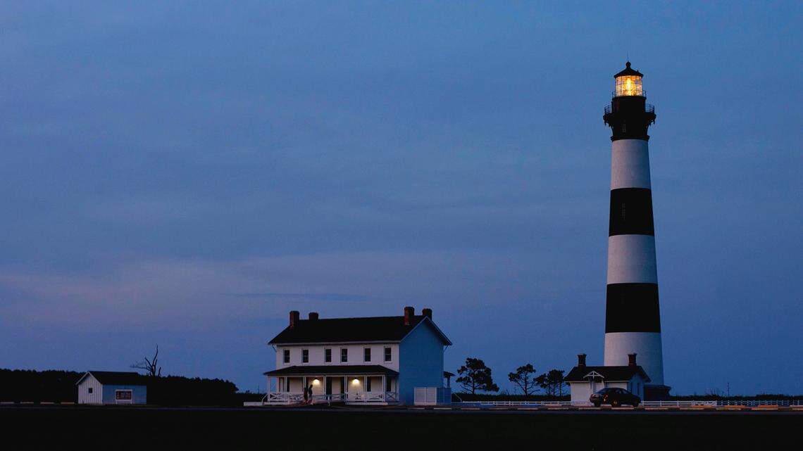 The keeper’s quarters alongside the Bode Island Lighthouse is vulnerable to flooding due to island erosion.