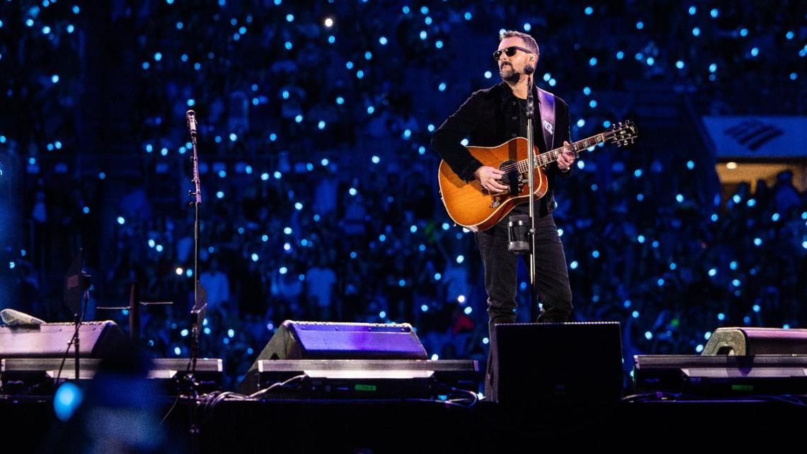 Eric Church performs during Concert for Carolina in Charlotte, N.C. on Saturday, October 26, 2024.