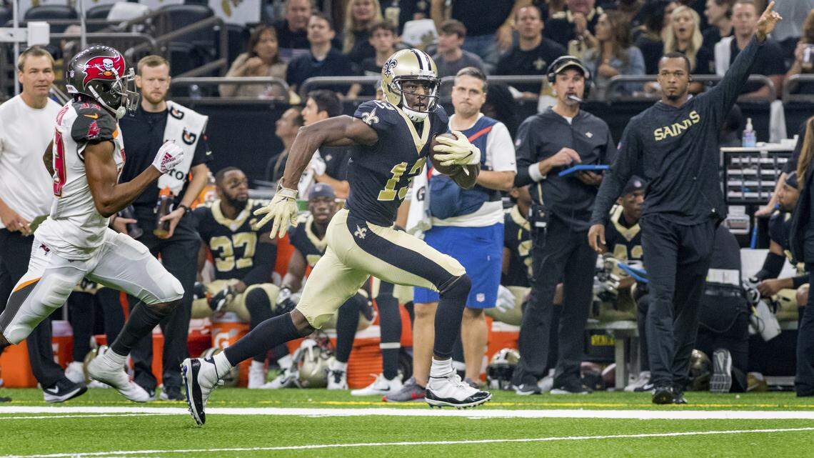 New Orleans Saints wide receiver Michael Thomas already has 28 catches and is on pace to pull in 224 for the season.