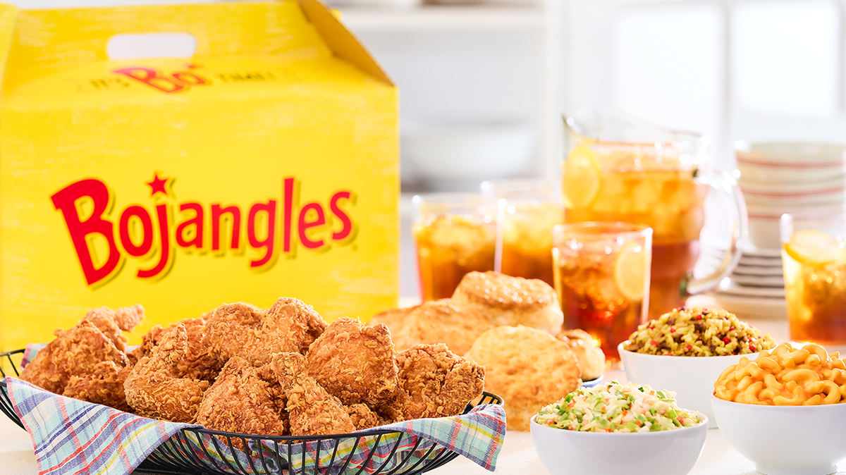 A spread of chicken and other food from Bojangles.
