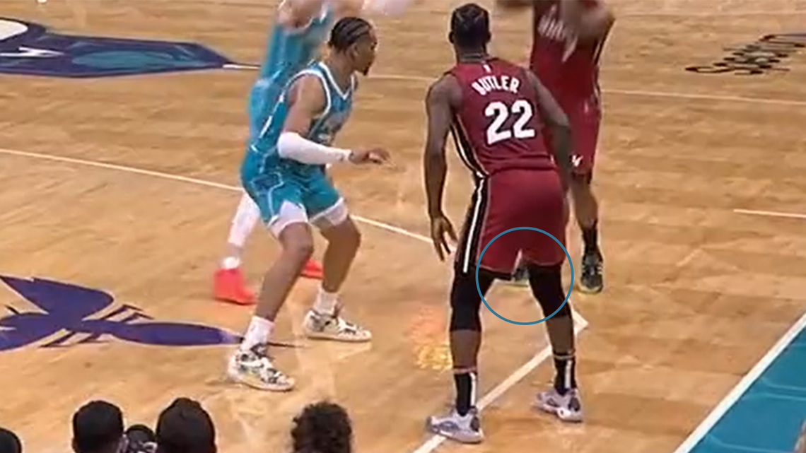 The Hornets’ TV broadcast on Bally Sports clearly showed Kyle Lowry’s foot over the line. The basket was ruled a 3-pointer by the officials and wasn’t reviewed.