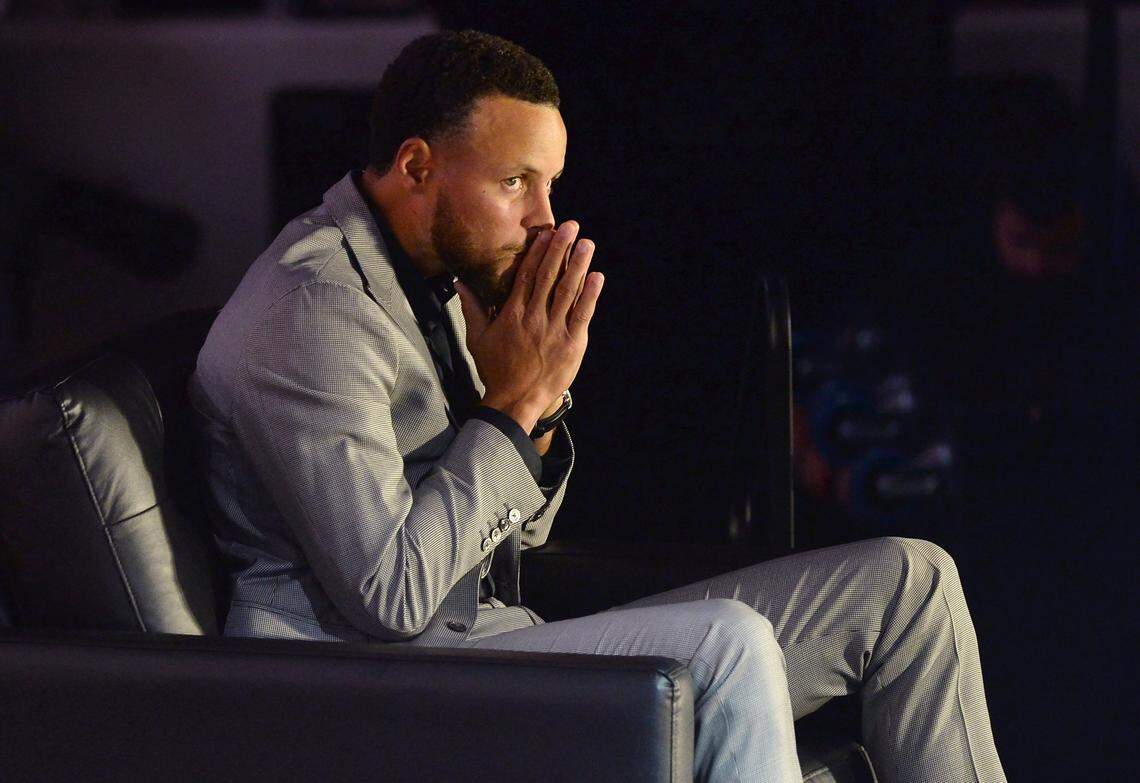 Stephen Curry, photographed last August at a ceremony at Davidson College celebrating his graduation, the retirement of his Wildcats retirement, and his induction into the school’s Hall of Fame.