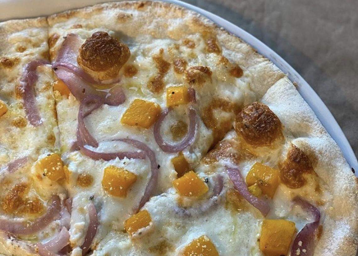 A seasonal favorite served each fall at Pizzeria Omaggio is the butternut squash pizza.