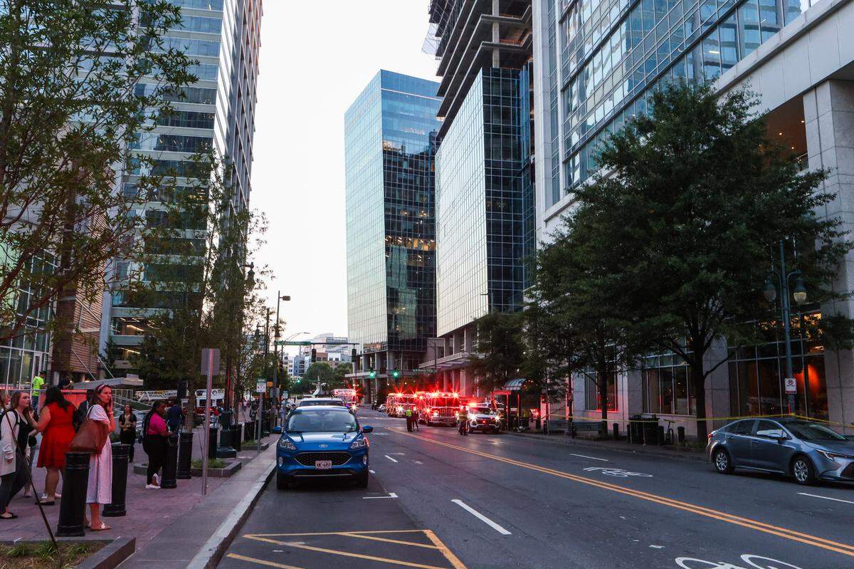 The Charlotte fire department responded to a smoke alarm going off at the Wells Fargo building in Uptown on Monday night, July 10, 2023.