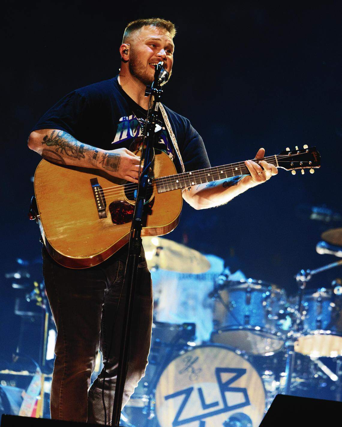 Zach Bryan performs at Bank of America Stadium in Charlotte on Saturday night.