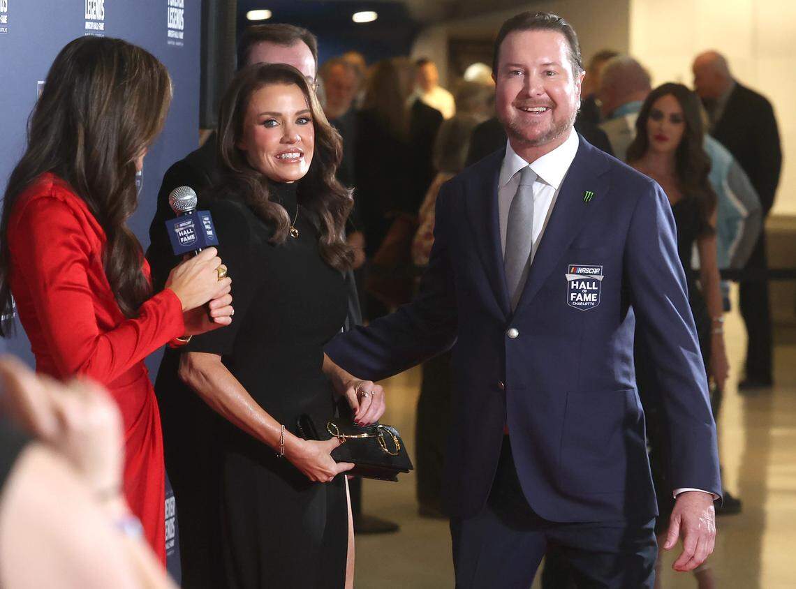 Former NASCAR driver and 2026 Hall of Fame inductee Kurt Busch walks along the red carpet at the NASCAR Hall of Fame on Friday, January 23, 2026. Busch along with Harry Gant and Ray Hendrick were enshrined Friday.