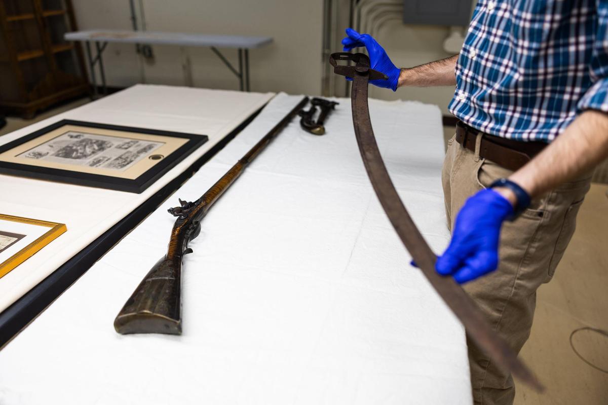 A sword that was made at the forge of one of the Meck Dec signers is part of the Charlotte Museum of History's exhibit.