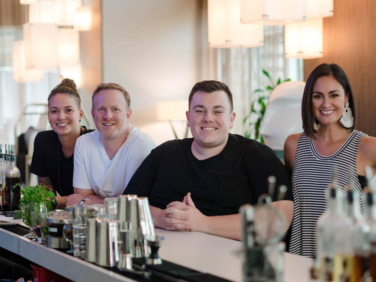 From left, "The Maney, Roy & LauRen Show" producer Nicole Weaver and co-hosts Steve Maney, Roy Brown and LauRen Merola.